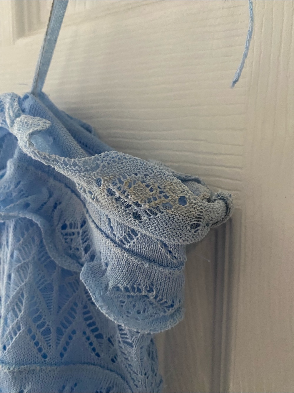 Zara Light Blue Lace Tiered Maxi Dress - Picture 3 of 3